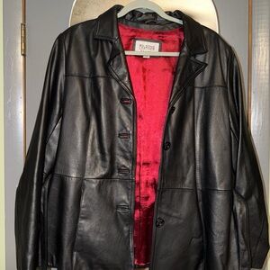 VINTAGE Wilsons Leather Maxima Black Leather Jacket with Red Satin Lining